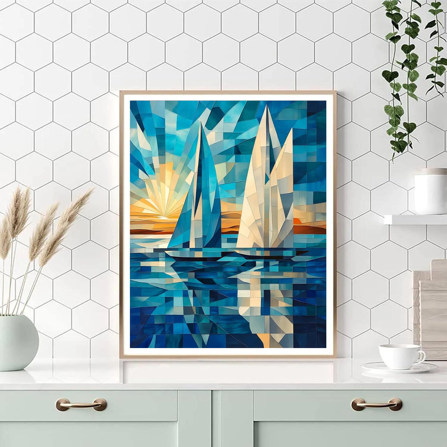 Pablo Picasso Inspired Cubist Harbor Of Shapes paint by number