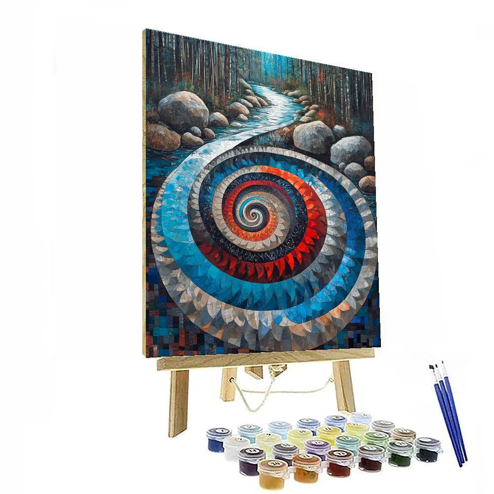 Norval Morrisseau Inspired Silver Salmon Spiral Of The River Numbered painting kits