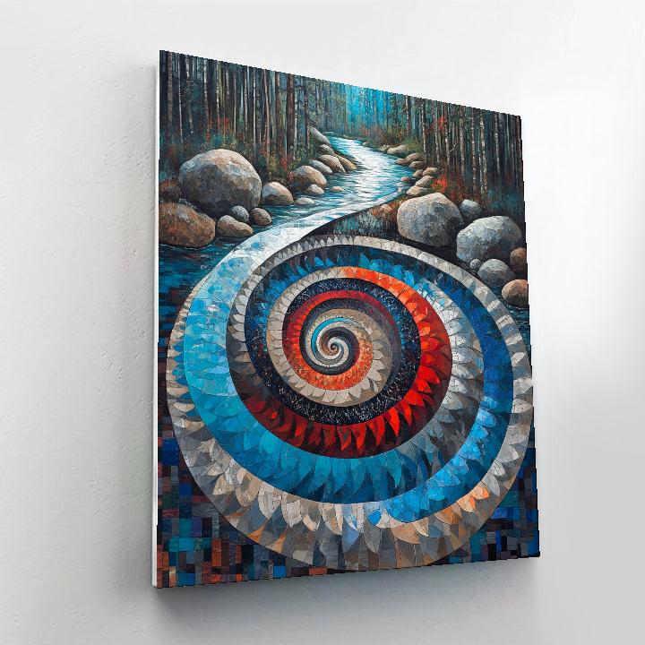 Norval Morrisseau Inspired Silver Salmon Spiral Of The River Numbered painting kits