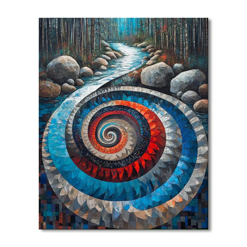 Norval Morrisseau Inspired Silver Salmon Spiral Of The River Numbered painting kits