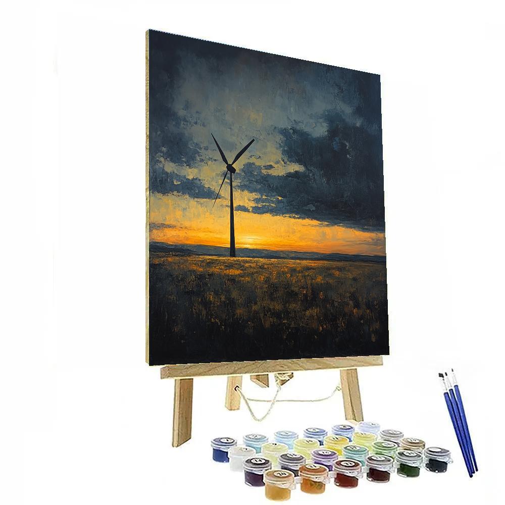 Rembrandt Inspired Windmill At Low Horizon Number painting