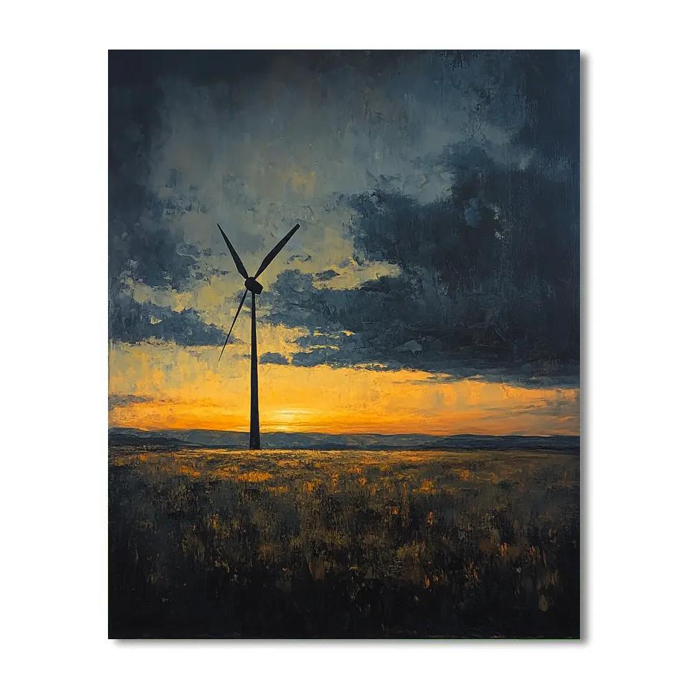 Rembrandt Inspired Windmill At Low Horizon Number painting