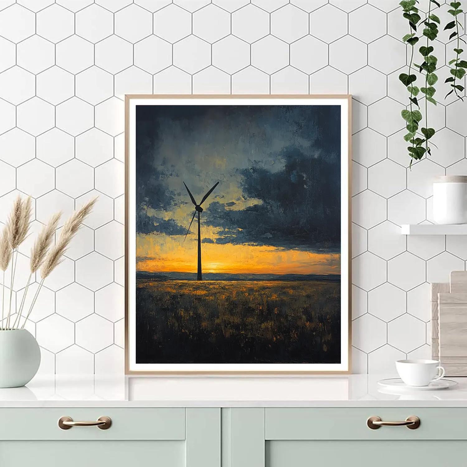Rembrandt Inspired Windmill At Low Horizon Number painting