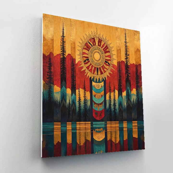 Norval Morrisseau Inspired Solar Totem Of Dawn And Lake Painting by numbers kit