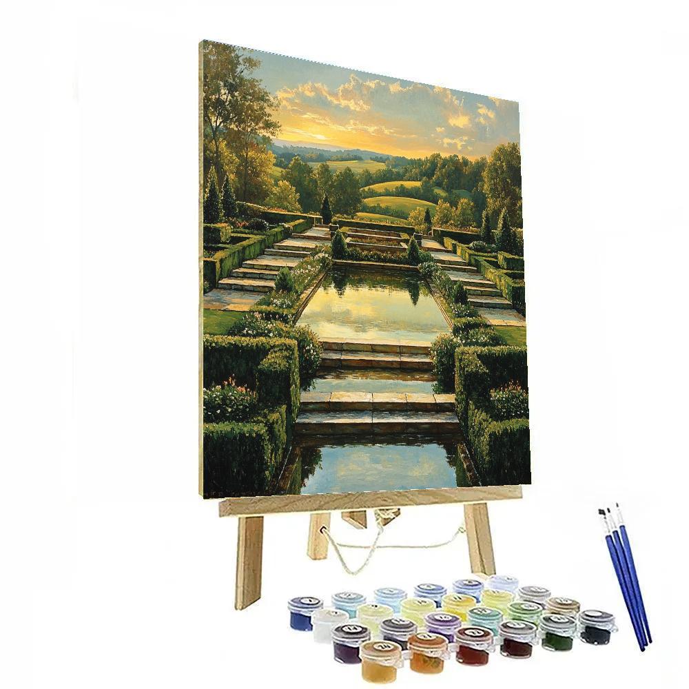 Raphael Inspired Terraced Gardens With Reflecting Pool Painting by numbers kit
