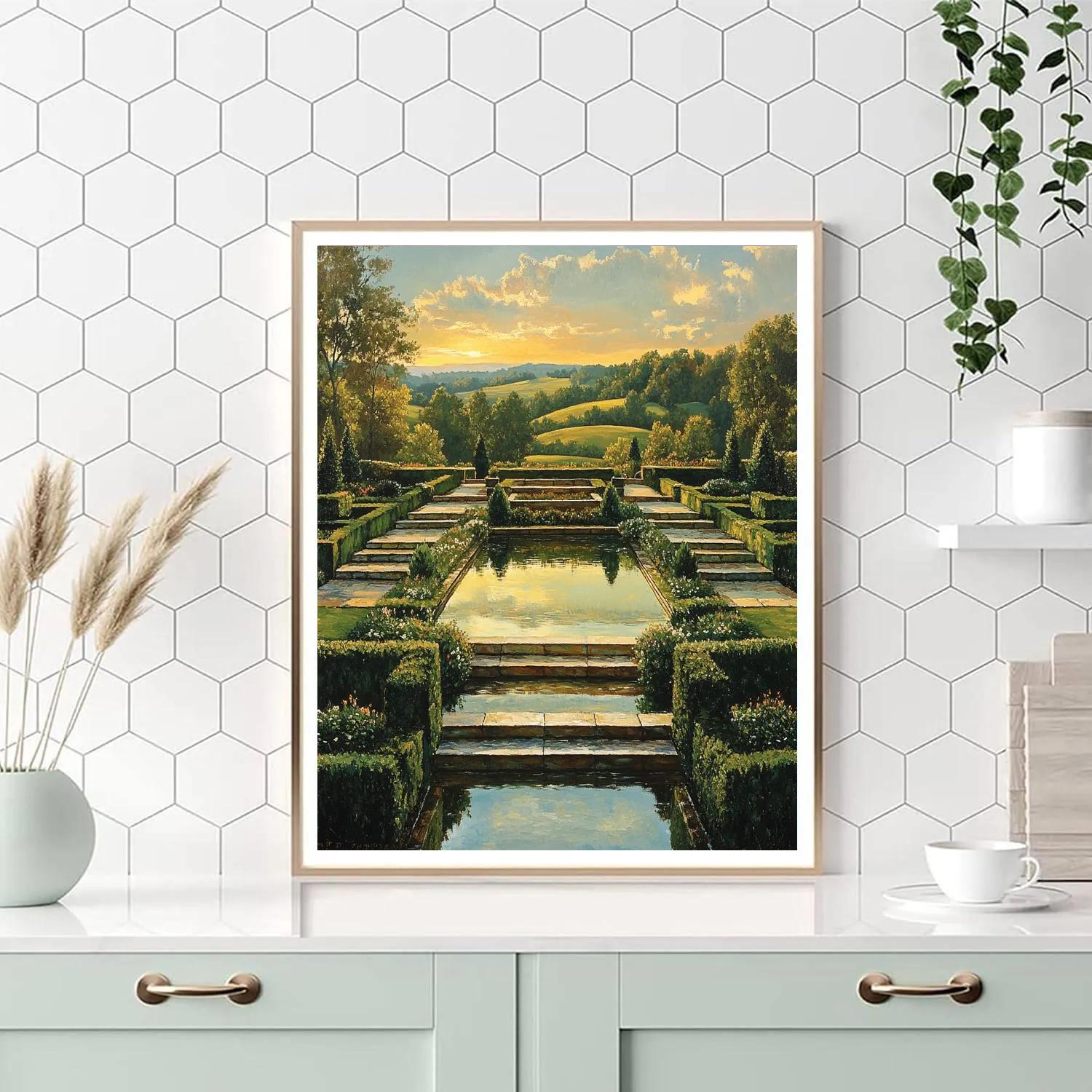 Raphael Inspired Terraced Gardens With Reflecting Pool Painting by numbers kit