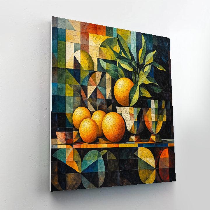 Pablo Picasso Inspired Abstracted Still Life With Cubist Citrus And Vessels paint by number