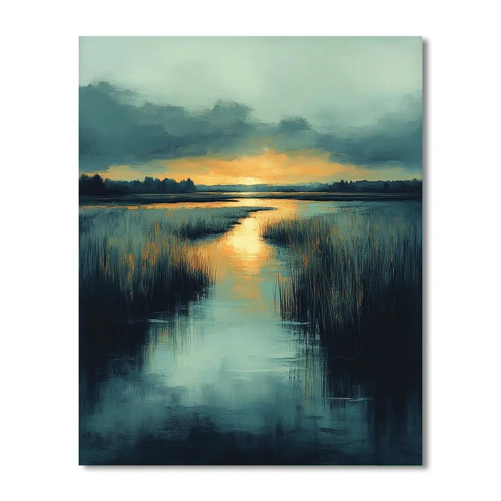 Rembrandt Inspired Twilight Marshlight Study Number painting