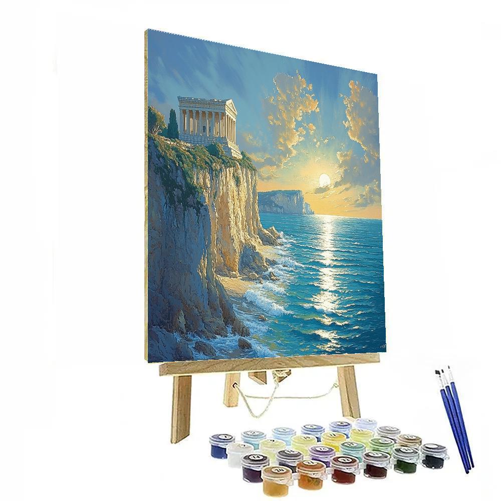 Raphael Inspired Coastal Cliff With Ruined Temple Paint by numbers art