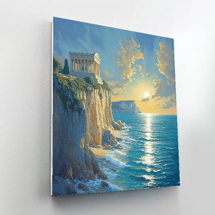 Raphael Inspired Coastal Cliff With Ruined Temple Paint by numbers art