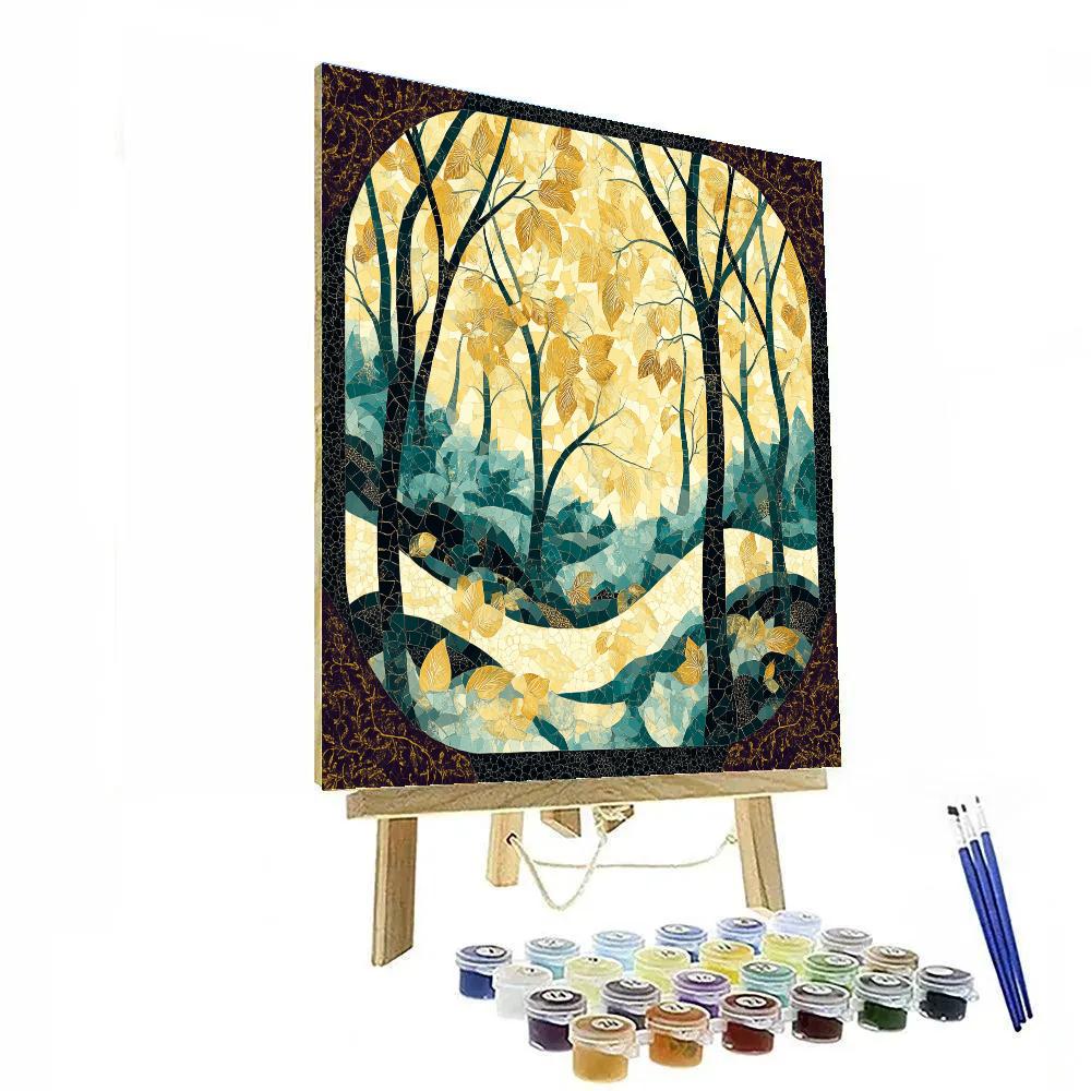 Gustav Klimt Inspired Ornamental Forest Canopy paint by number