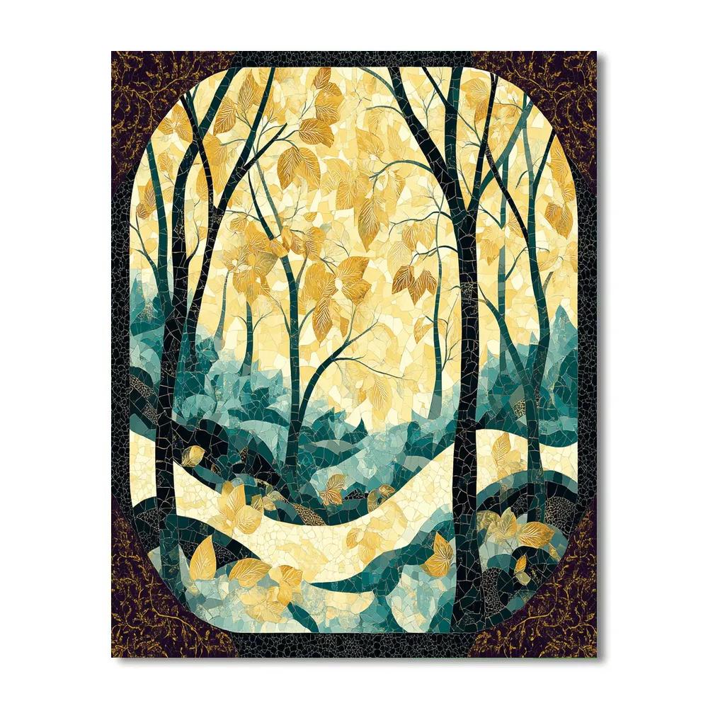 Gustav Klimt Inspired Ornamental Forest Canopy paint by number