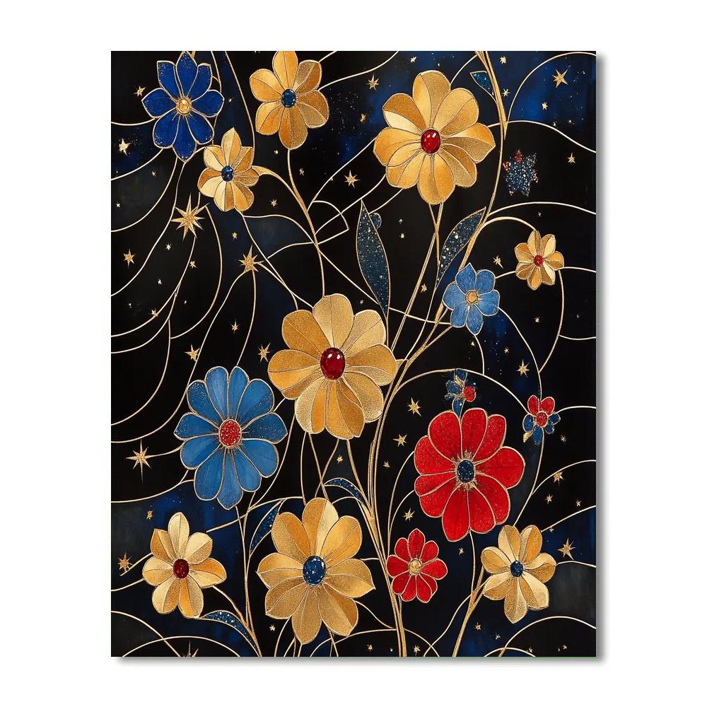 Gustav Klimt Inspired Celestial Floral Medley paint by numbers