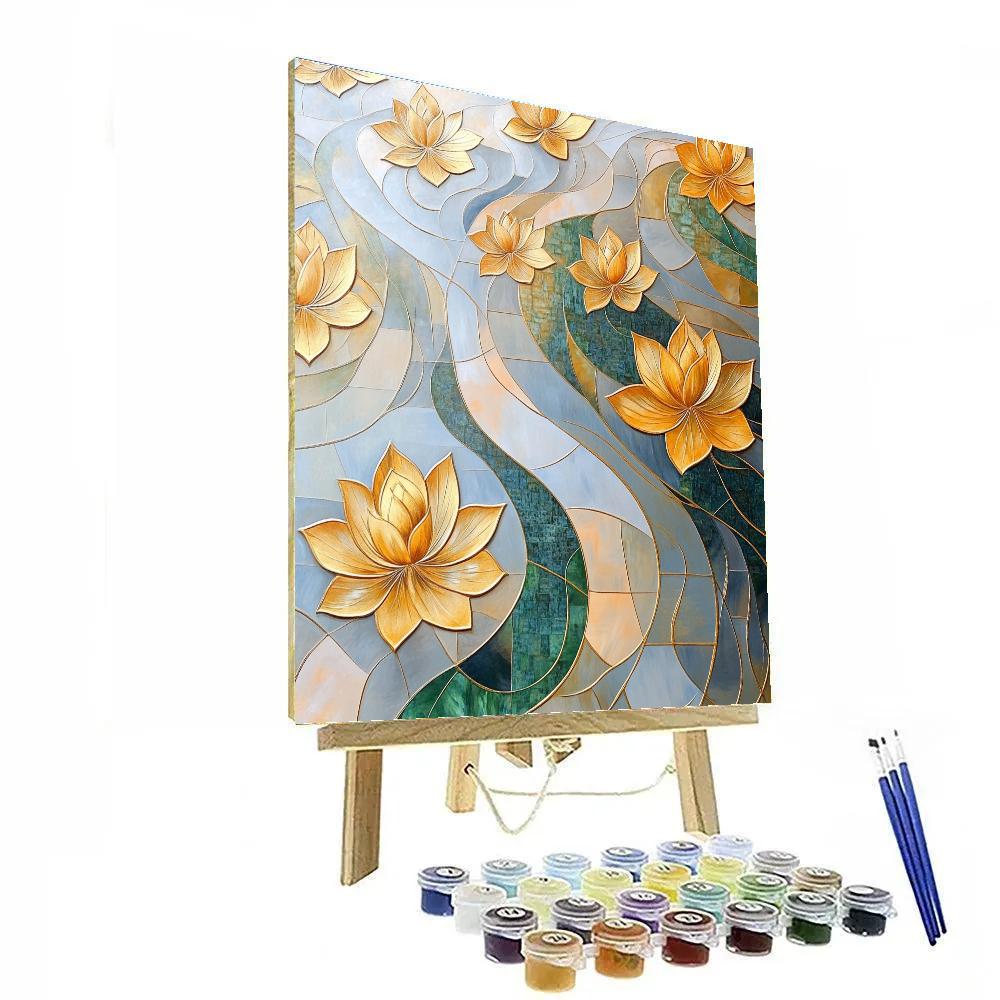 Gustav Klimt Inspired Decorative Golden Water Garden DIY paint by numbers