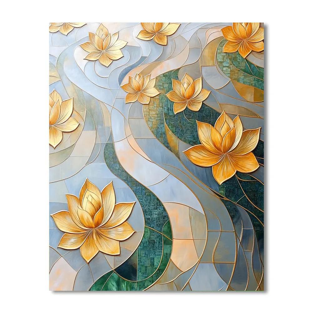 Gustav Klimt Inspired Decorative Golden Water Garden DIY paint by numbers