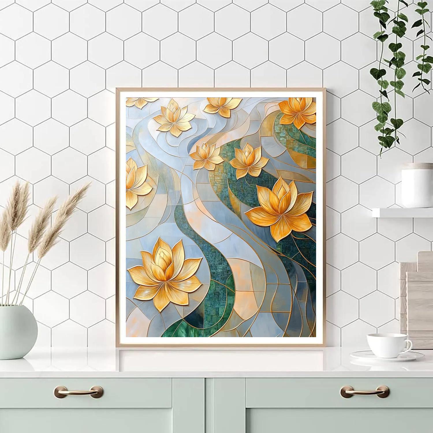 Gustav Klimt Inspired Decorative Golden Water Garden DIY paint by numbers