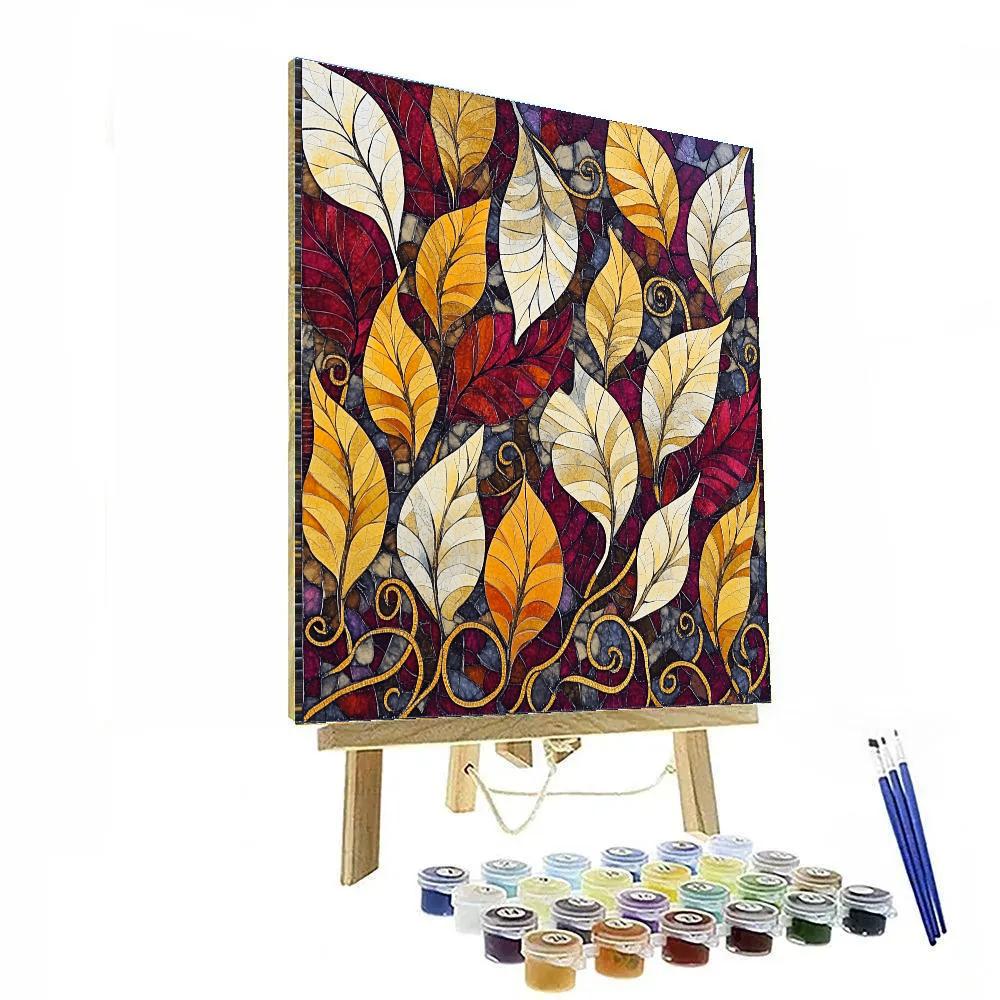 Gustav Klimt Inspired Abstract Autumn Leaf Tapestry painting number kit