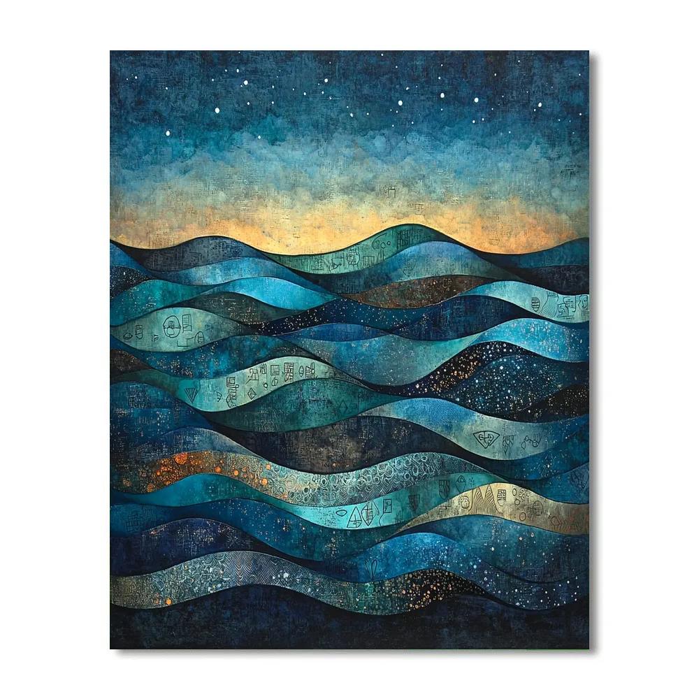 Max Ernst Inspired Ocean Of Silent Symbols paint by color