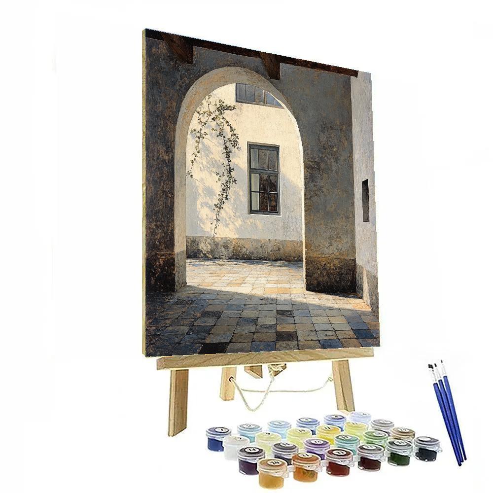 Johannes Vermeer Inspired Quiet Sunlit Delft Courtyard Paint by numbers art