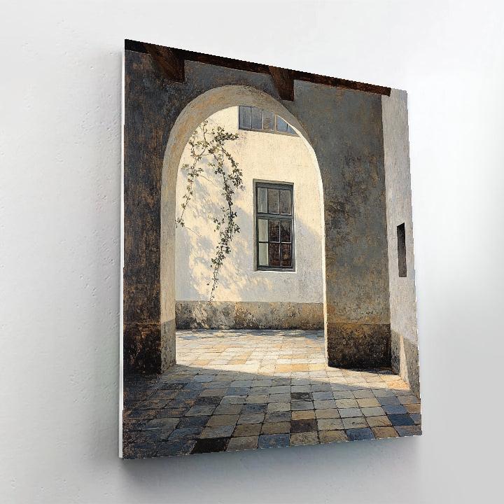 Johannes Vermeer Inspired Quiet Sunlit Delft Courtyard Paint by numbers art