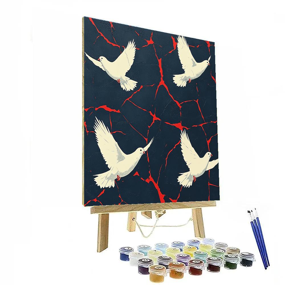 Banksy Inspired Anti War Doves painting number kit