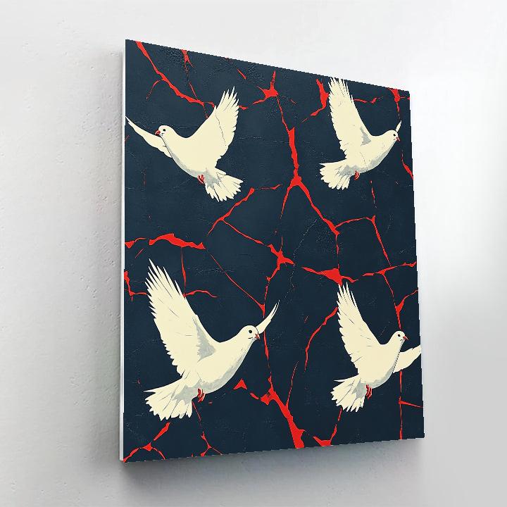 Banksy Inspired Anti War Doves painting number kit