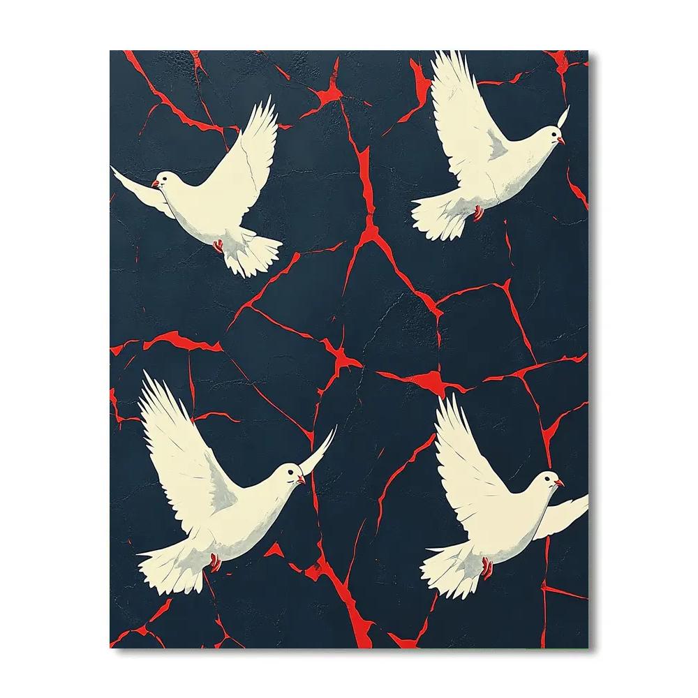 Banksy Inspired Anti War Doves painting number kit