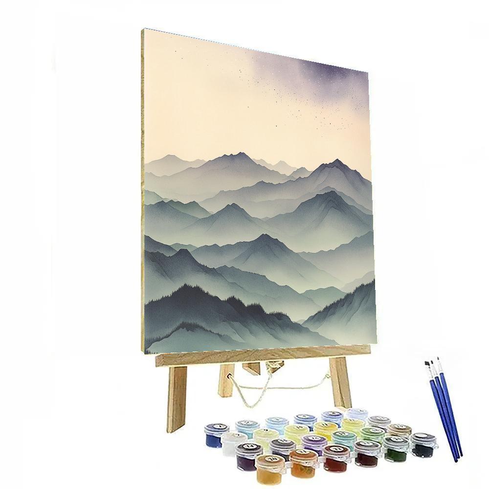 Zhao Mengfu Inspired Misty Nebula Mountains Paint by numbers kits
