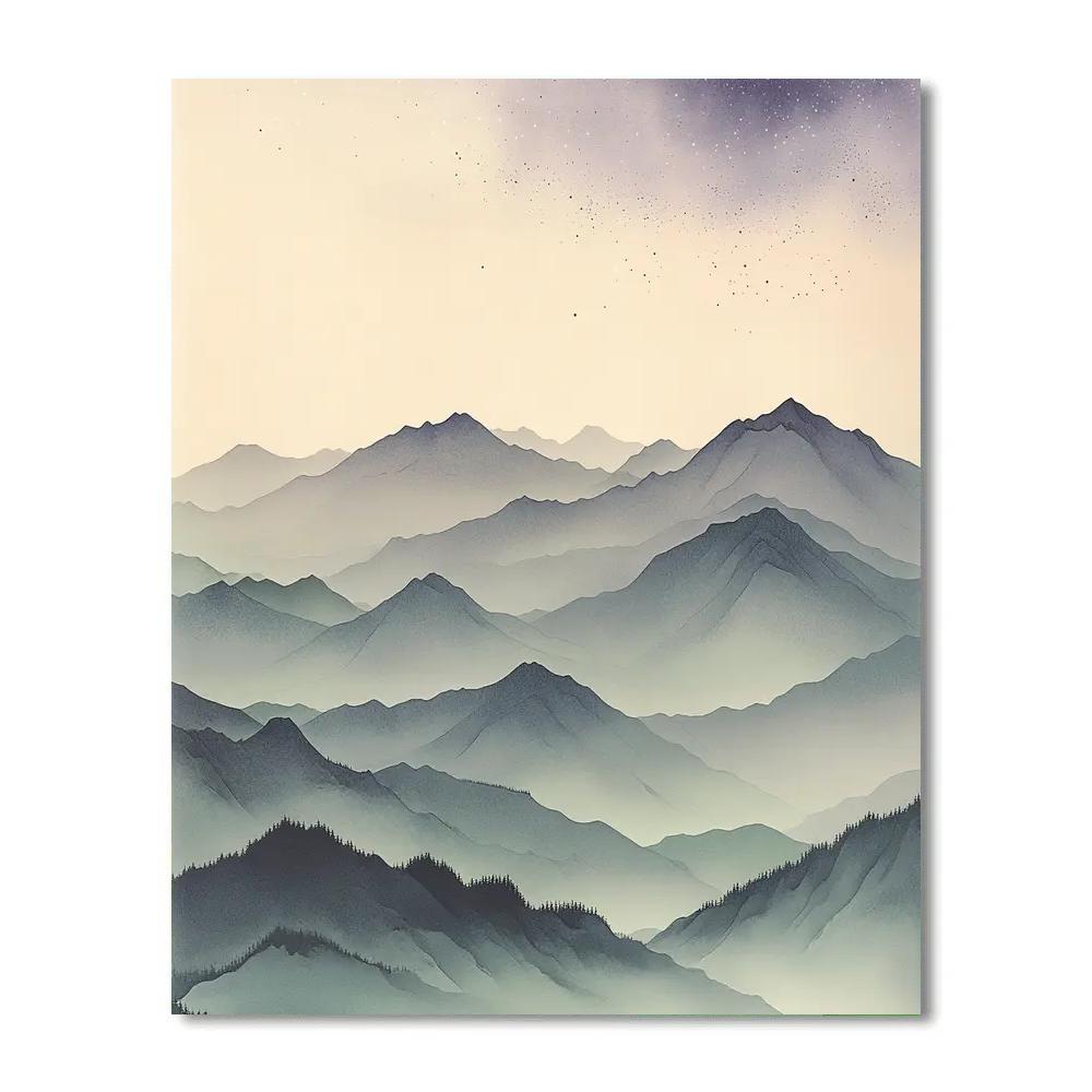 Zhao Mengfu Inspired Misty Nebula Mountains Paint by numbers kits