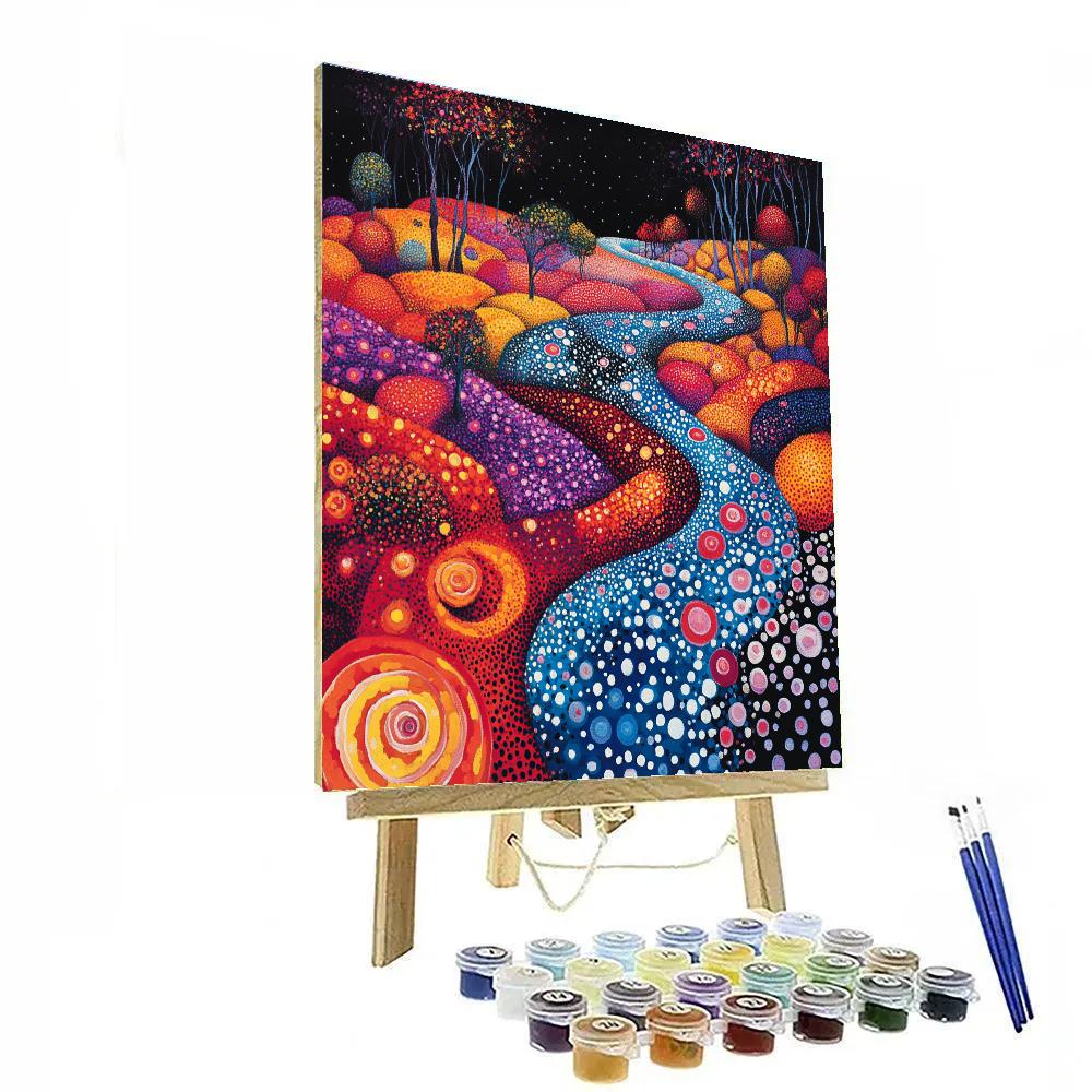 Yayoi Kusama Inspired Cosmic Garden paint by number