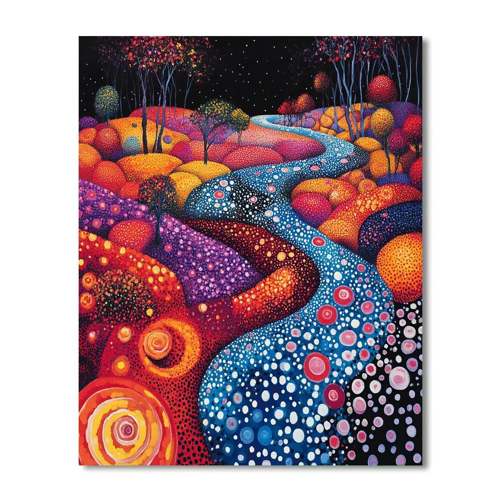 Yayoi Kusama Inspired Cosmic Garden paint by number