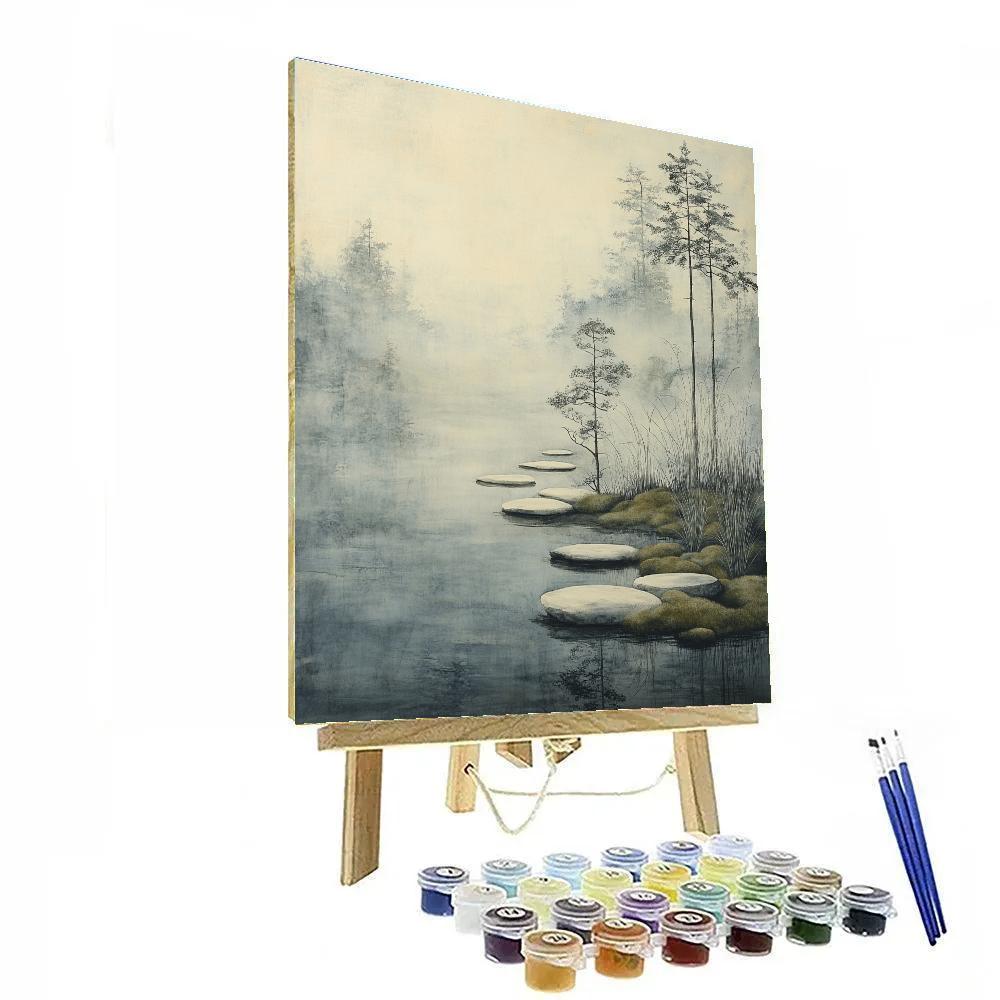 Zhao Mengfu Inspired Whispering Mist Garden painting number kit