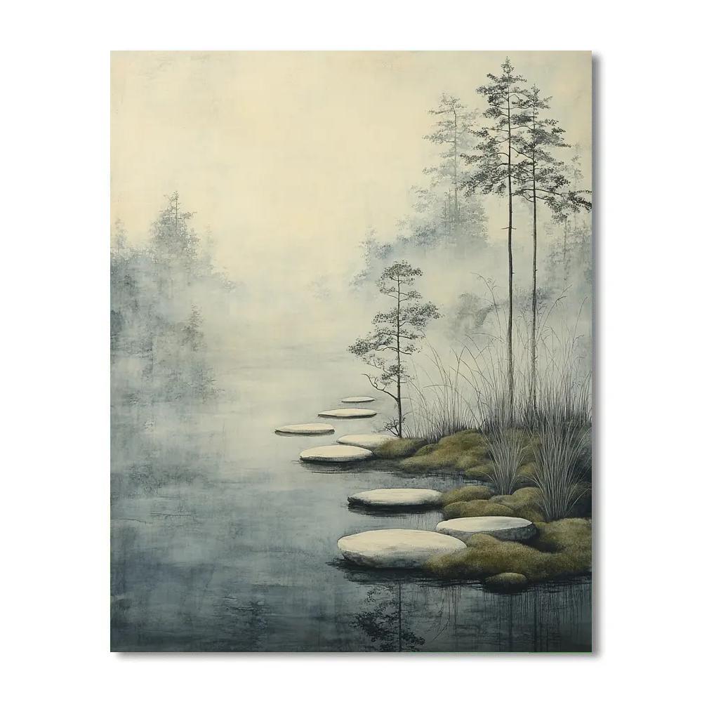 Zhao Mengfu Inspired Whispering Mist Garden painting number kit