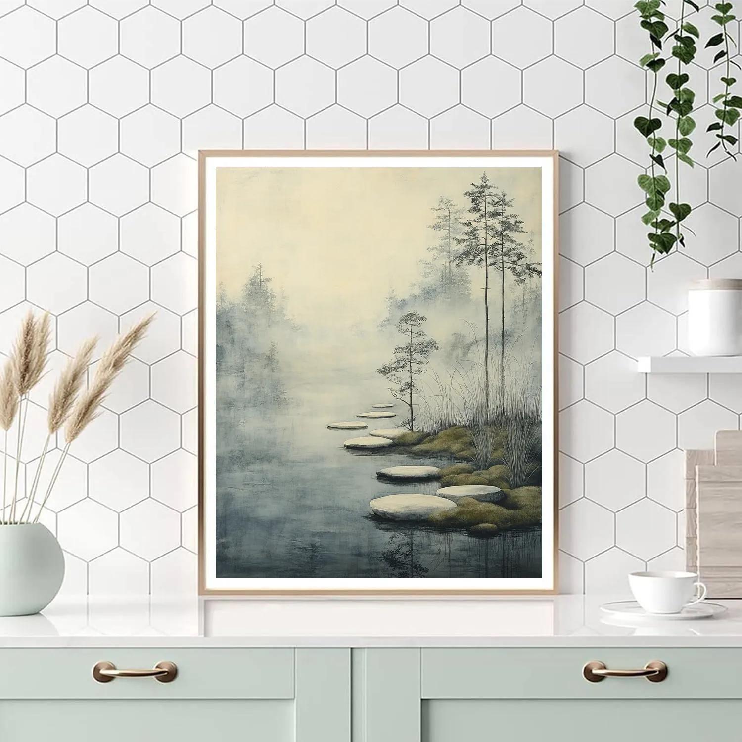 Zhao Mengfu Inspired Whispering Mist Garden painting number kit