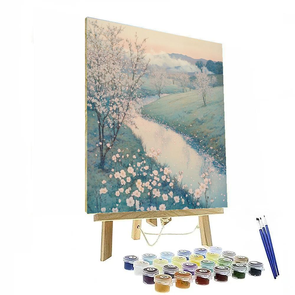 Hiroshige Inspired Cherry Blossom Mist Painting by numbers kit