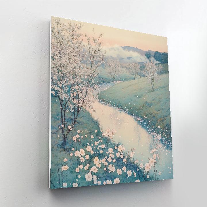 Hiroshige Inspired Cherry Blossom Mist Painting by numbers kit