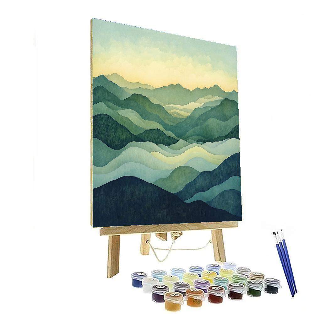 Hiroshige Inspired Mountain Path Of Clouds Painting by numbers kit
