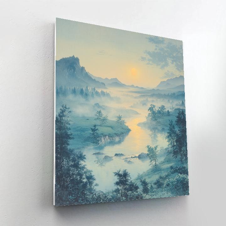 Hiroshige Inspired Ethereal Mist Over Riverbend Paint by numbers art