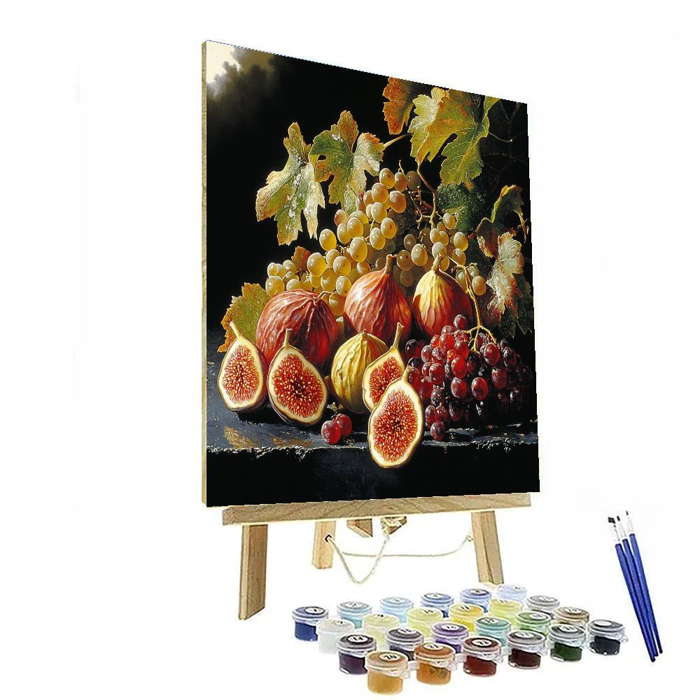Caravaggio Inspired Dramatic Fruit Bounty DIY paint by numbers