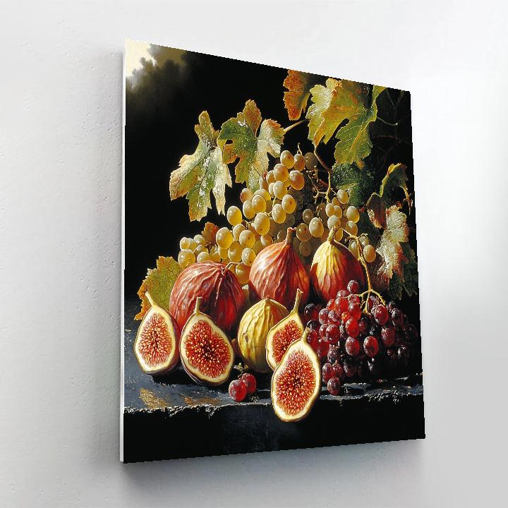 Caravaggio Inspired Dramatic Fruit Bounty DIY paint by numbers