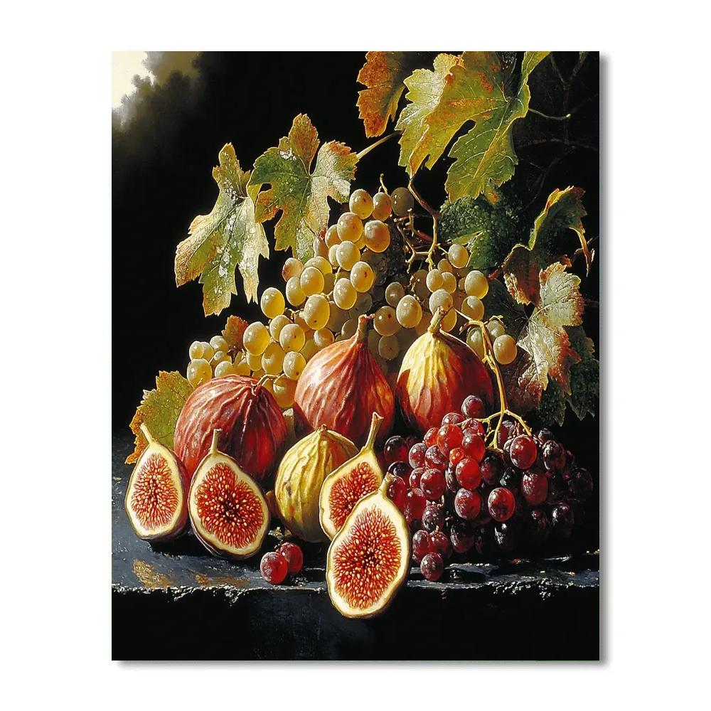 Caravaggio Inspired Dramatic Fruit Bounty DIY paint by numbers
