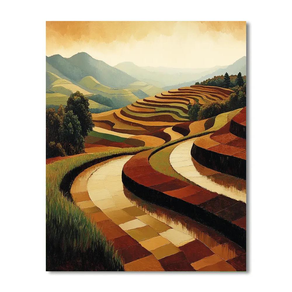 Nandalal Bose Inspired Monsoon Landscape Paint by numbers art