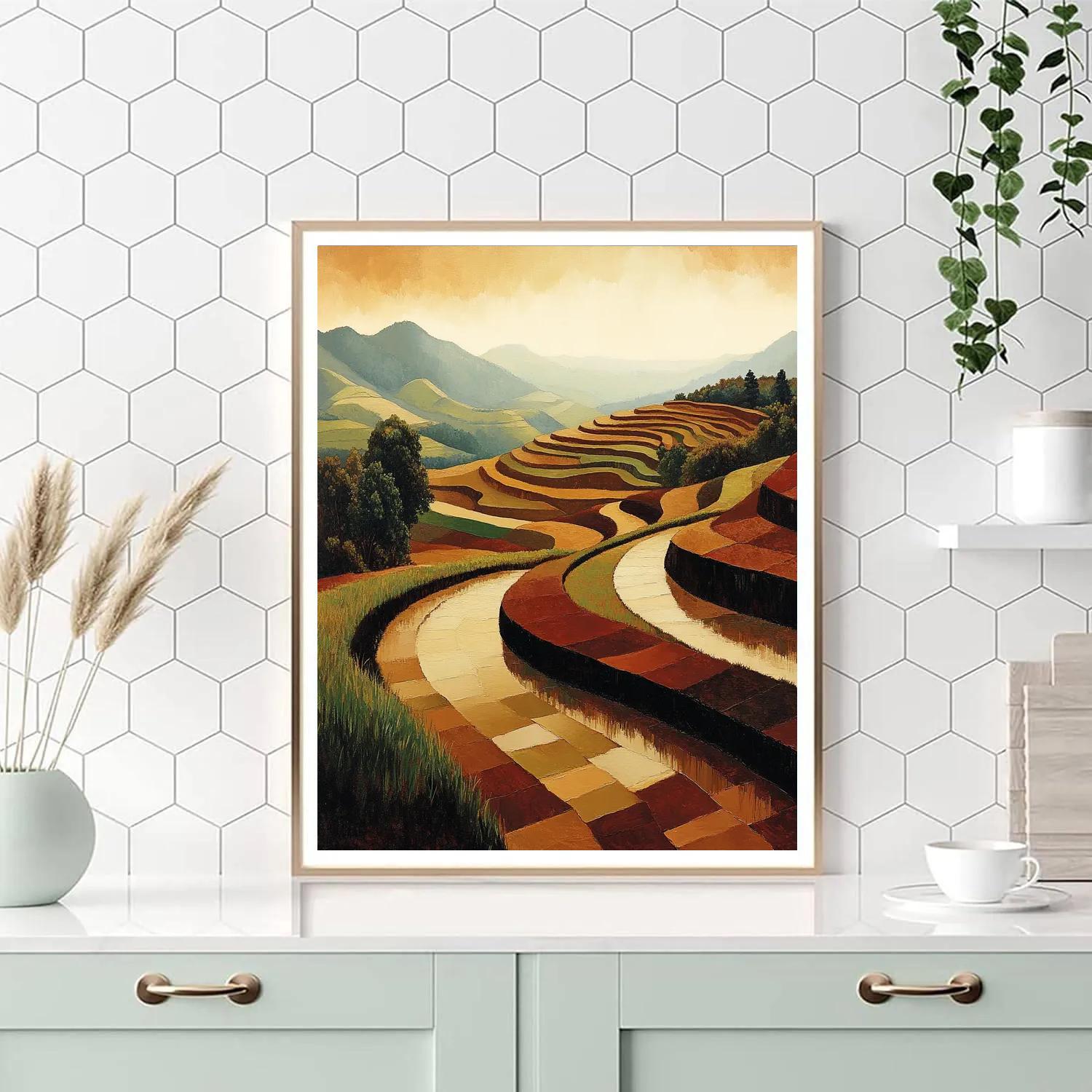 Nandalal Bose Inspired Monsoon Landscape Paint by numbers art