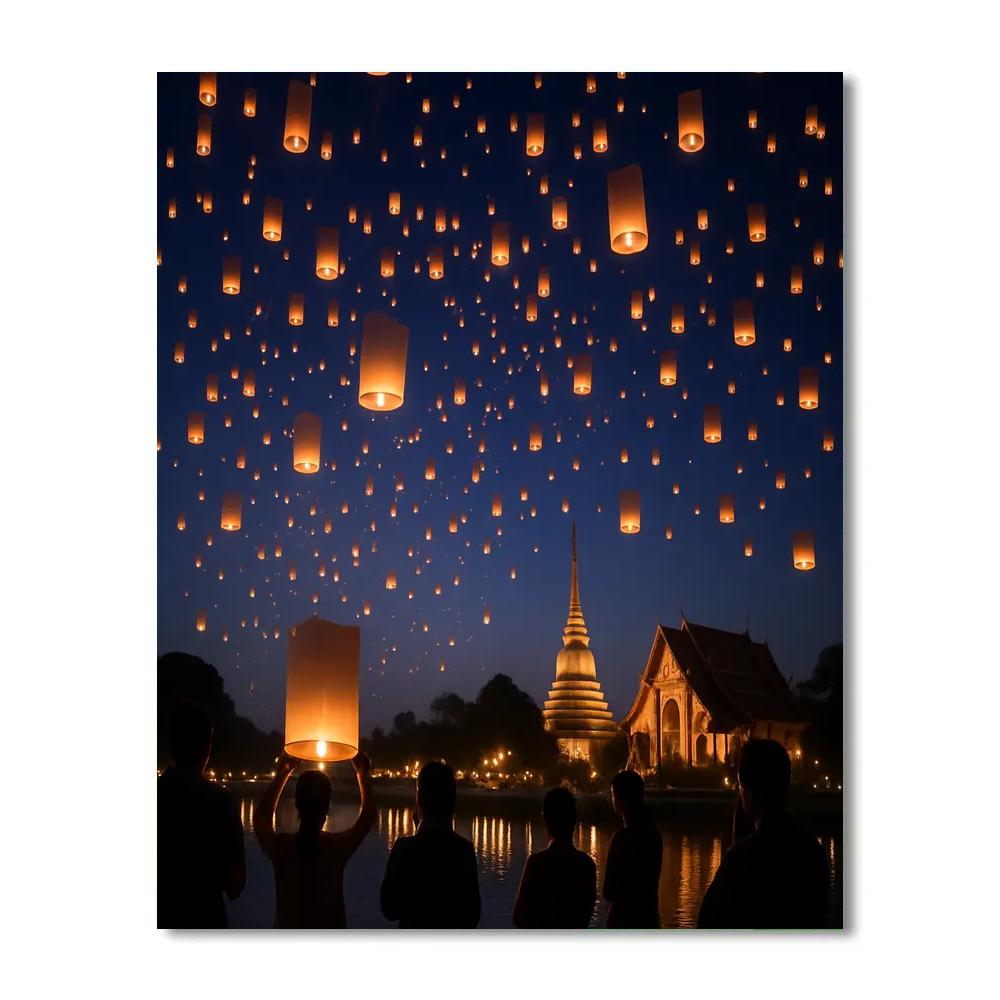 Lantern Parade Thailand Yi Peng paint by color