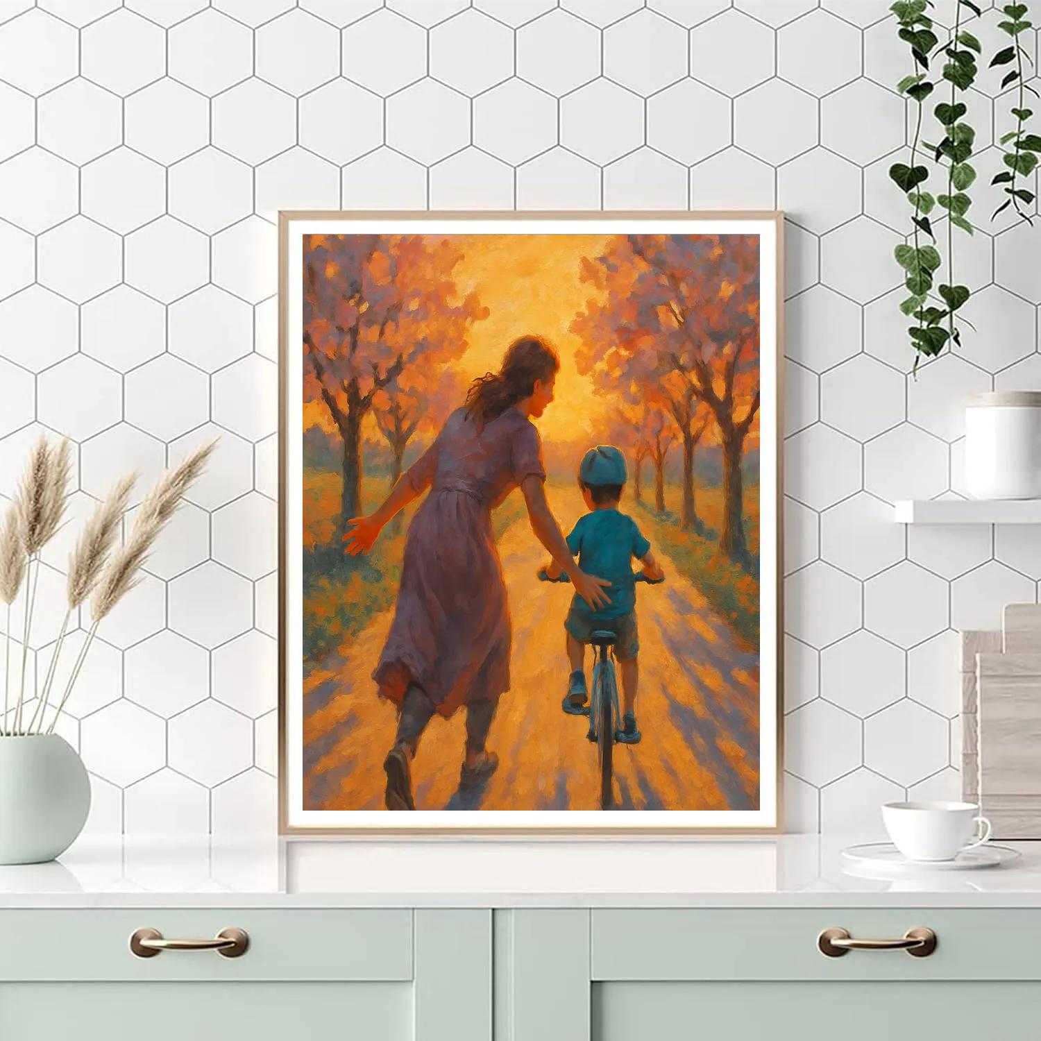 Sunset Bicycle Ride Number painting