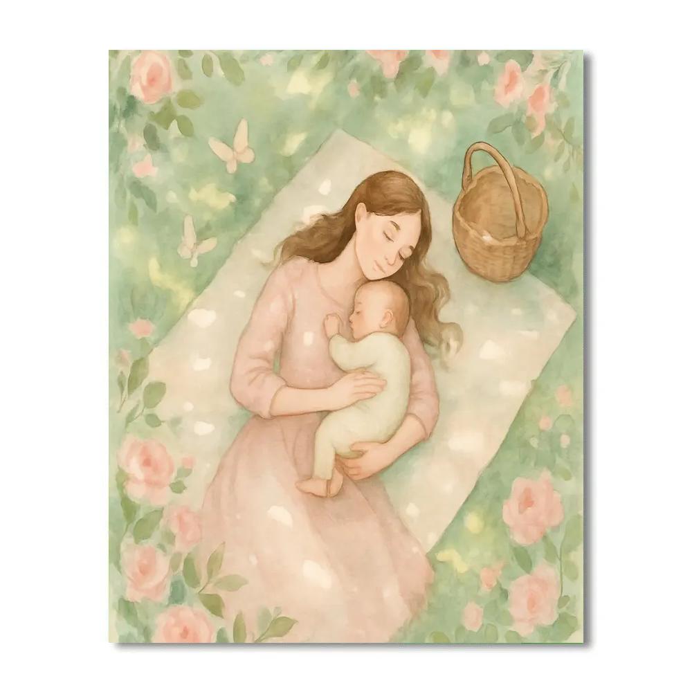 Mom And Baby Garden Nap DIY paint by numbers