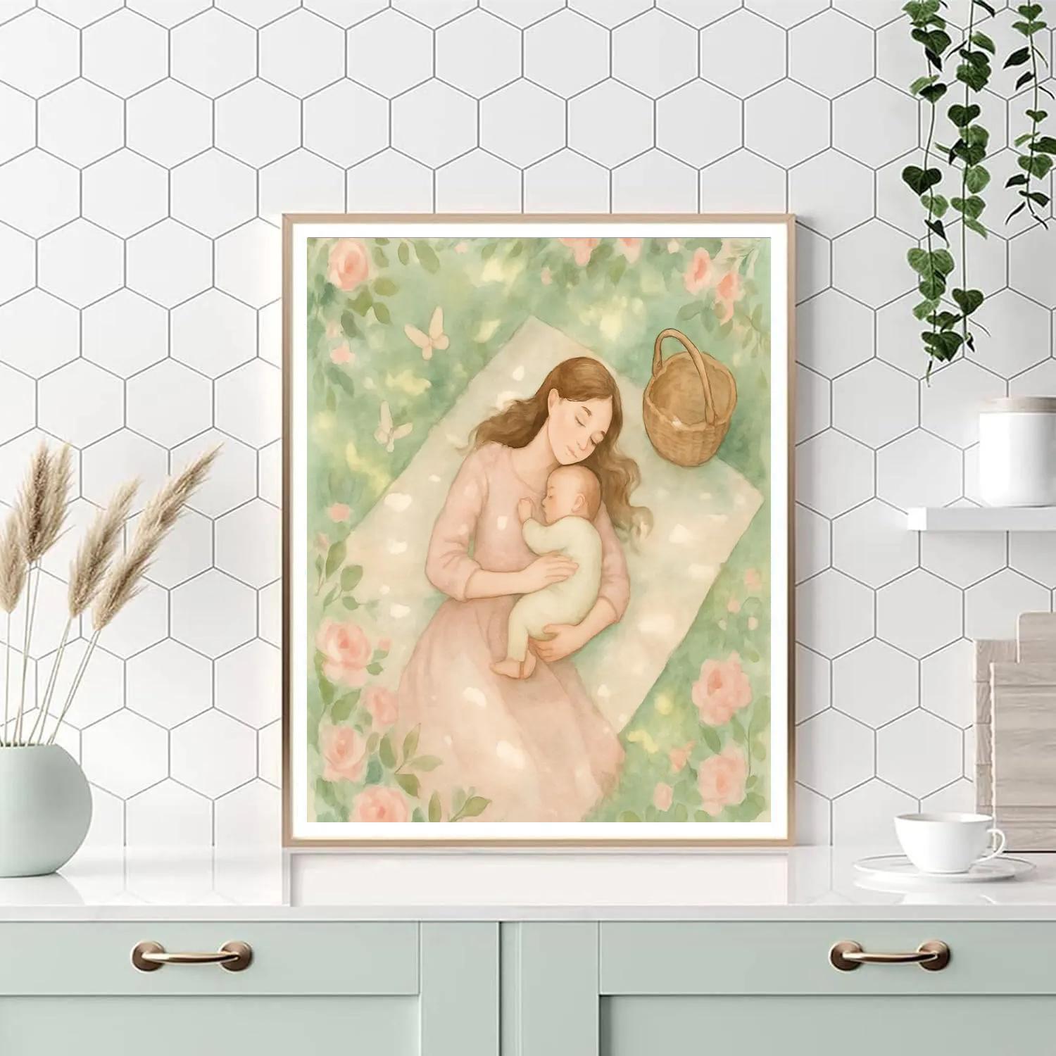 Mom And Baby Garden Nap DIY paint by numbers