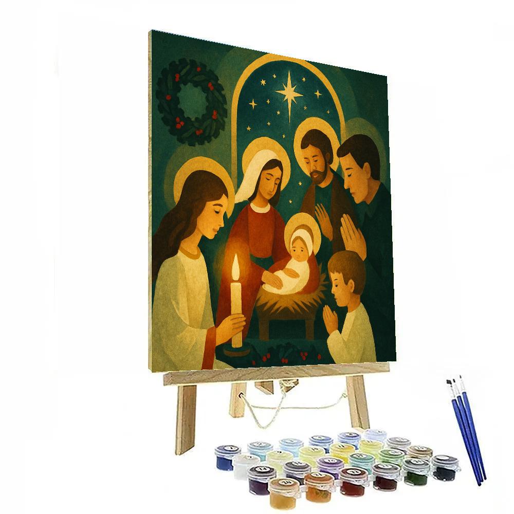 Starry Nativity Window paint by number
