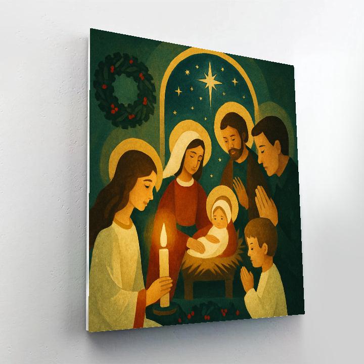 Starry Nativity Window paint by number