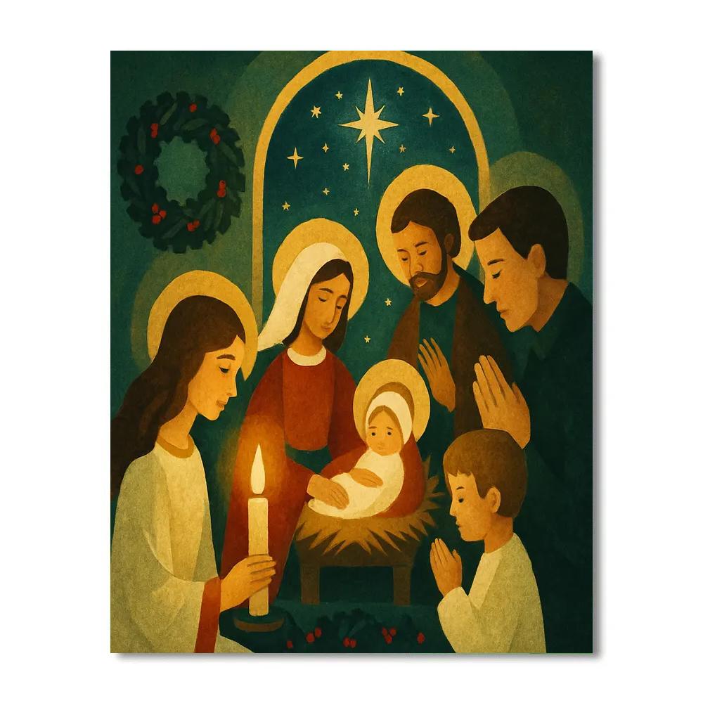 Starry Nativity Window paint by number